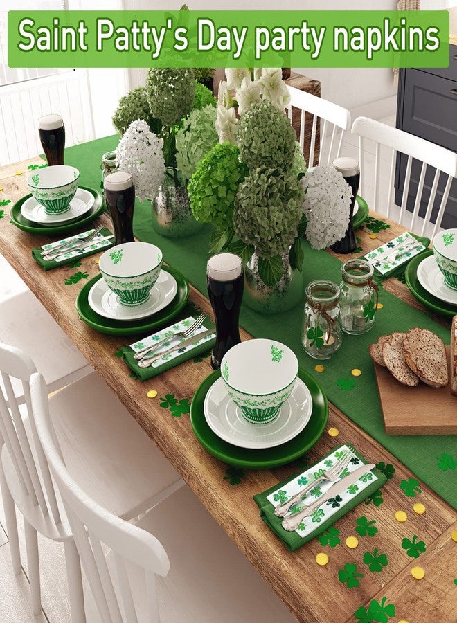 مارسبارك مناديل مارسبارك 100 قطعة لعيد القديس باتريك، مناشف ورقية للضيوف، مناشف يد خضراء للاستخدام مرة واحدة بنقشة البرسيم الأخضر للمنزل والمطبخ، لوازم حفلات عيد القديس باتريك الثقافية الأيرلندية (البرسيم الأخضر) - Image 5